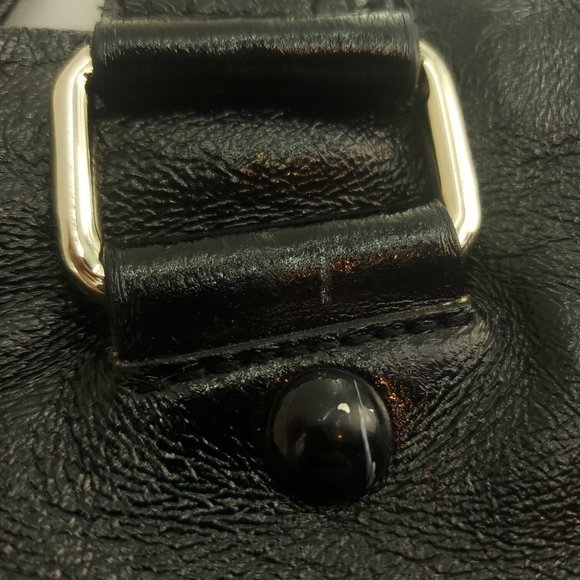 Elliott Lucca Womens Black Leather Double Handles Classic Shoulder Handbag - Picture 5 of 15